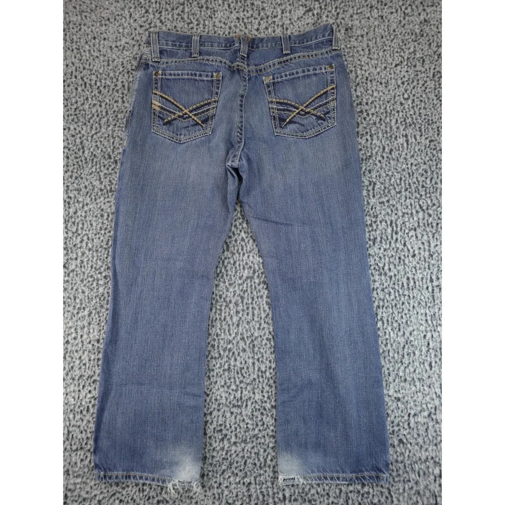 Ariat Bootcut Jeans Mens 36x30 Blue Good Heavy Stitching Western Denim - Picture 11 of 14